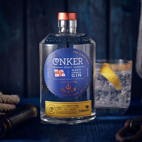 Conker Gin Navy Strength Gin and glass